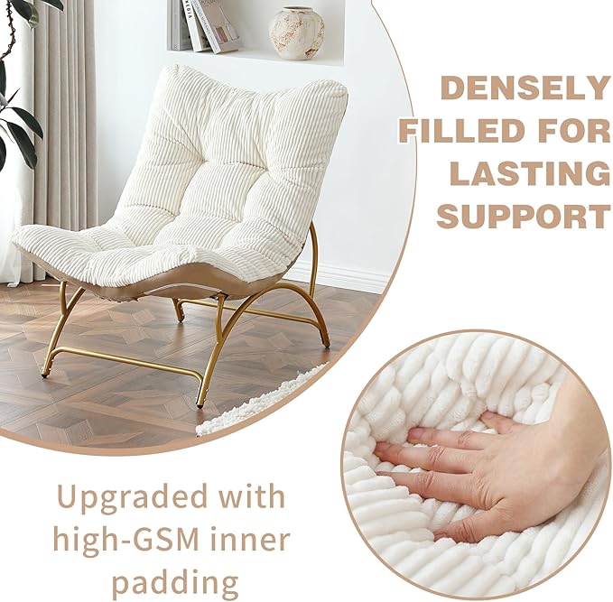 Welnow Accent Lounge Lazy Chair, Comfy Soft Leisure Metal Frame Reading Chair - Image 7