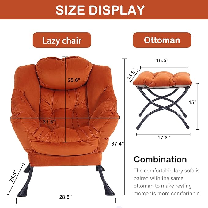 LITA Lazy Chair with Ottoman, Modern Lounge Accent Chair with Armrests and a - Image 3