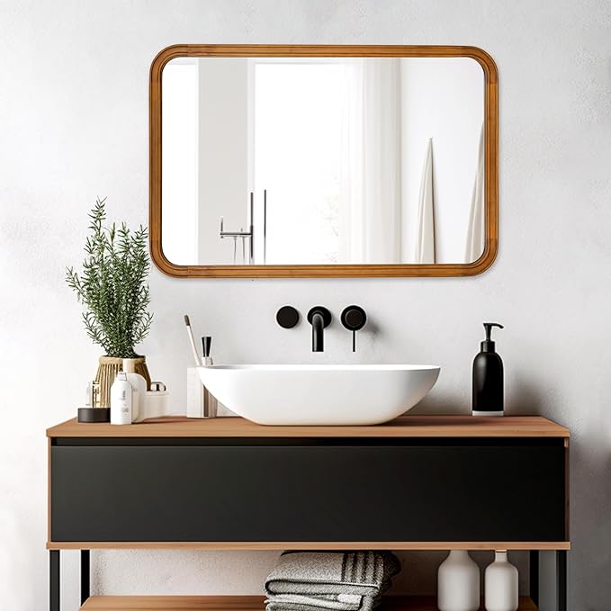 WallBeyond Wood Mirrors for Bathroom, 30x40 Inch Wooden Frame Wall Mirror - Image 3