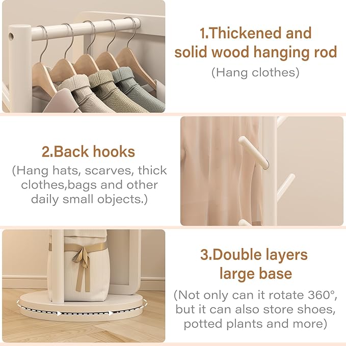 70"x16"Full Length Mirror with Stand, Coat Rack with Mirror, Solid Wood Floor - Image 4