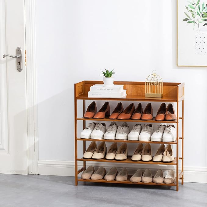 Shoe Rack Organizer, 5 Tier Bamboo Shoe Rack - Image 2