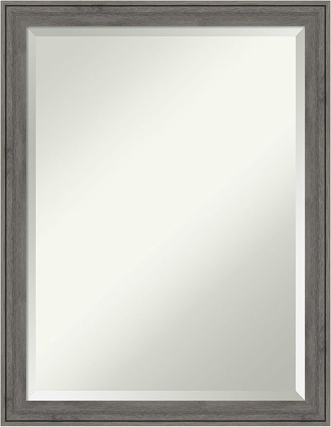 Amanti Art Grey Wall Mirror 27x21 Regis Barnwood Grey Narrow Rectangle Bathroom by AmantiArt