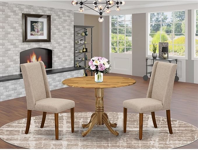 East West Furniture DLFL3-ANA-04 3 Piece Dining Table Set Contains a Round - Image 6