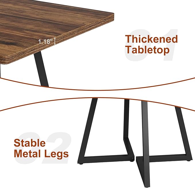 Square Dining Table for 4, 31.5-Inch Farmhouse Dinner Table Wooden Kitchen - Image 3