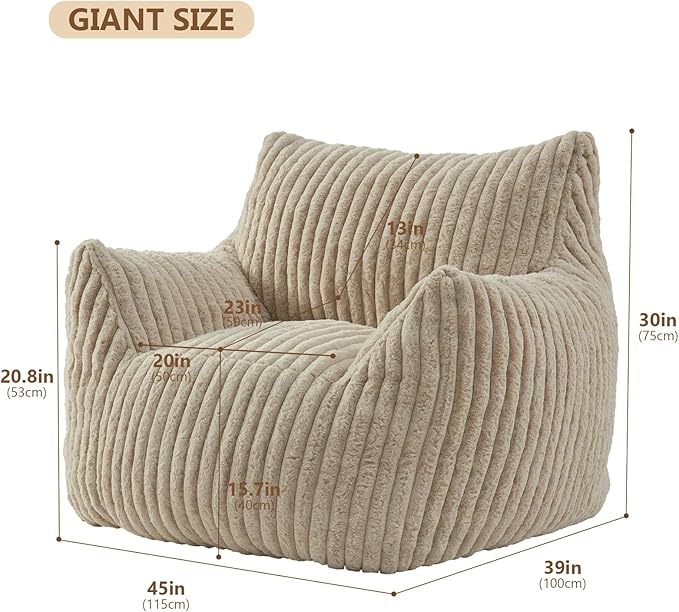 Giant Bean Bag Chairs for Adults Teens, Large Bean Bag Sofa Chairs - Image 2