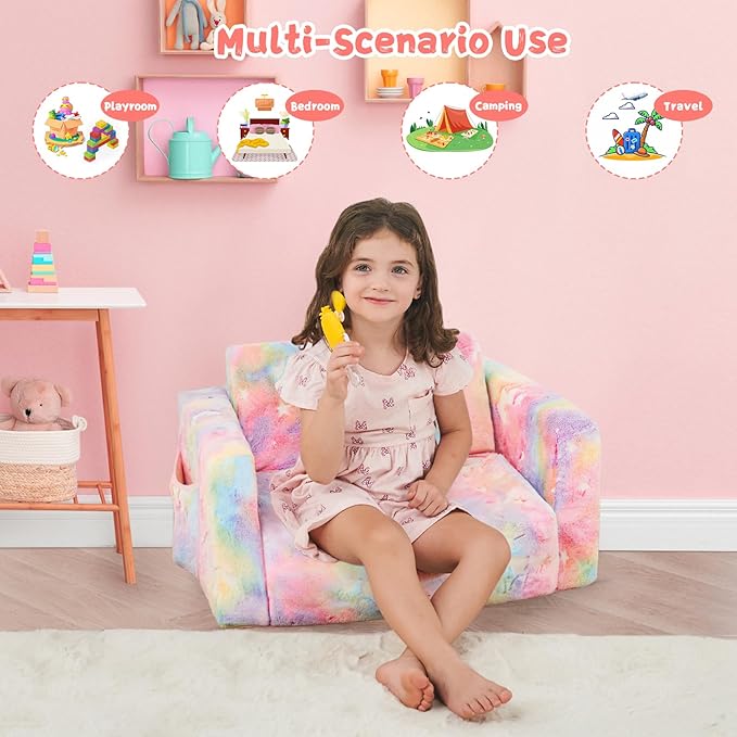 Toddler Chair Comfy, 2-in-1 Soft Toddler Couch Fold Out - Image 4