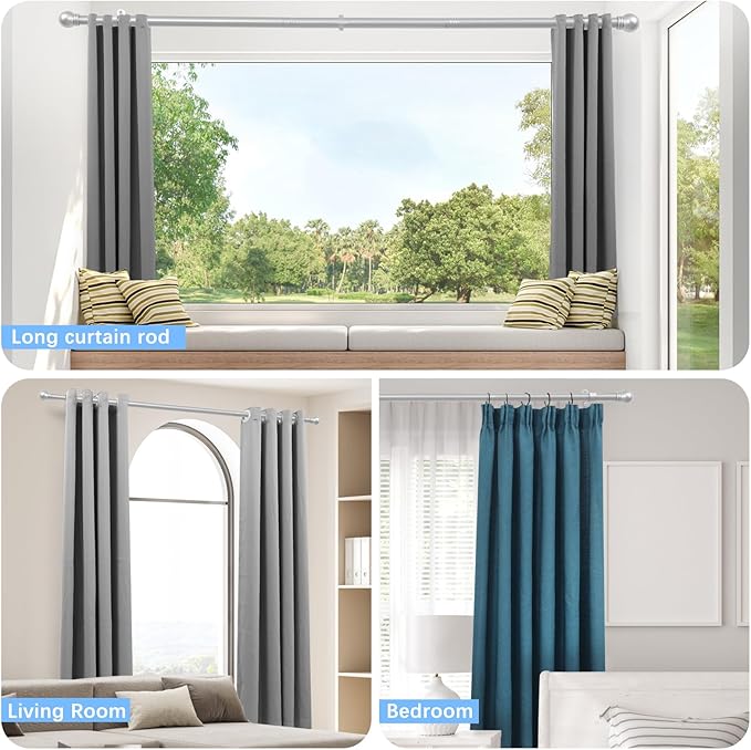 Curtain Rods for Windows 16 to 136 Inches, Curtain Rod Max Adjustable Length of - Image 6