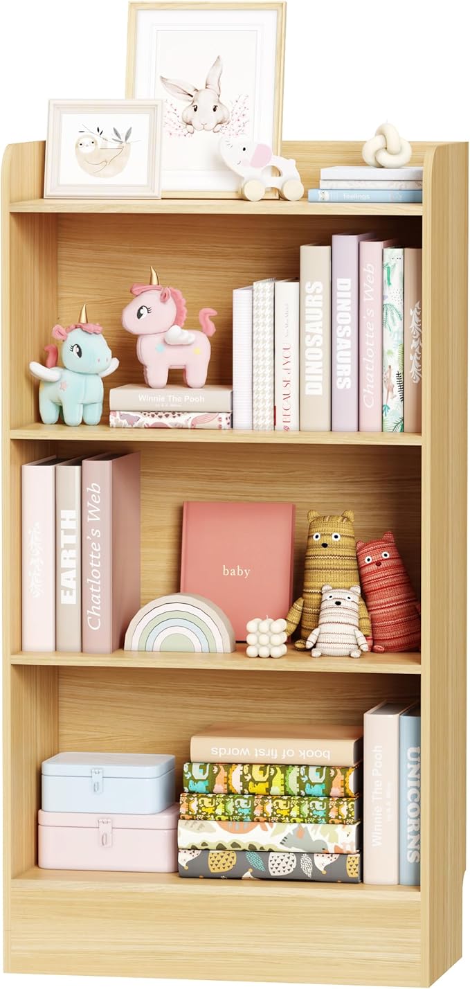 Lkeiyay Kids Bookshelf, Wooden Storage Shelf Organizer, 4-Tier Montessori Kids by LKEIYAY
