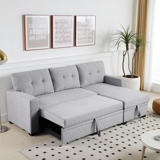 L-Shape Sofa Bed, Pull Out Sleeper Sofa - Image 6