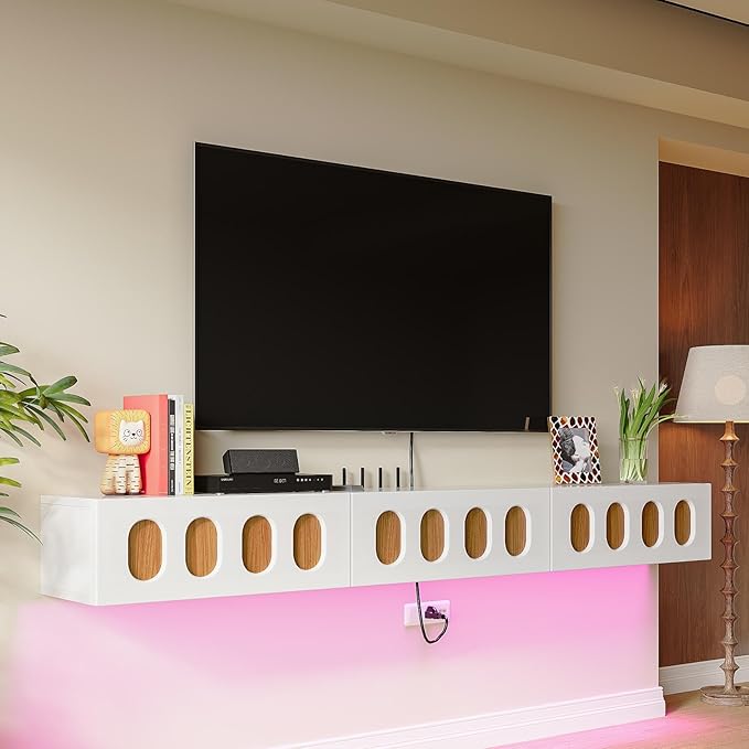 Floaticase Floating TV Stand, 86IN Fully Assembled High Gloss Wall Mounted - Image 7