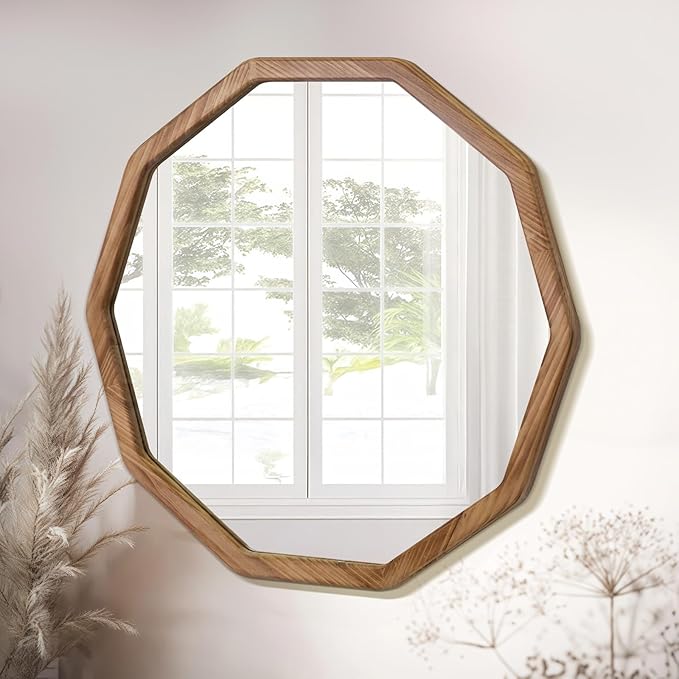 ULIKE Wood Mirror for Wall, 30 Inch Rustic Farmhouse Mirror - Image 2