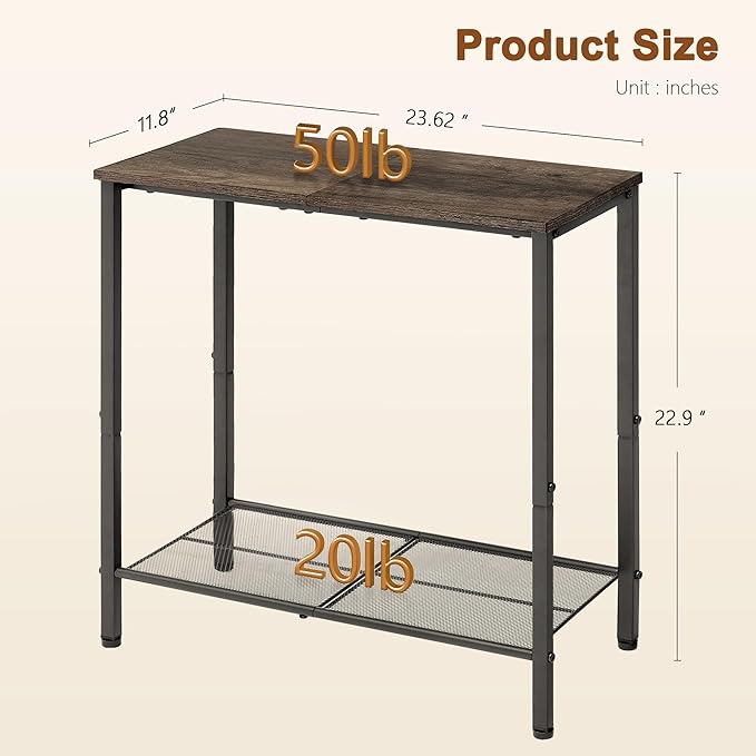 Hoctieon 2 Tier End Table, Sofa Side Table, Narrow Side Table - Image 3