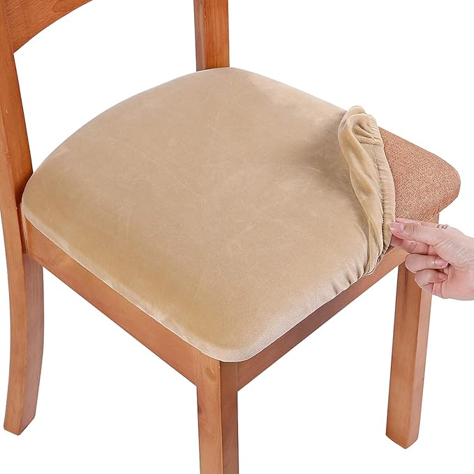 Smiry Velvet Seat Covers for Dining Room Chair Set of 2, Stretch Fit Removable by Smiry