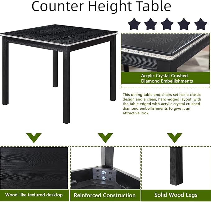 Dining Table Set for 4, 5-Piece Dining Room Table Set - Image 4