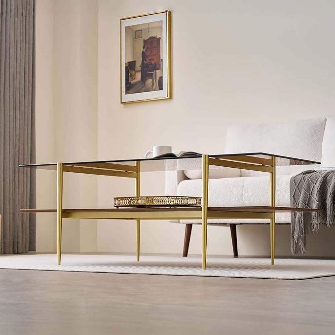 Extra Large Rectangle Glass Coffee Table, Mid-Century Modern Design - Image 3