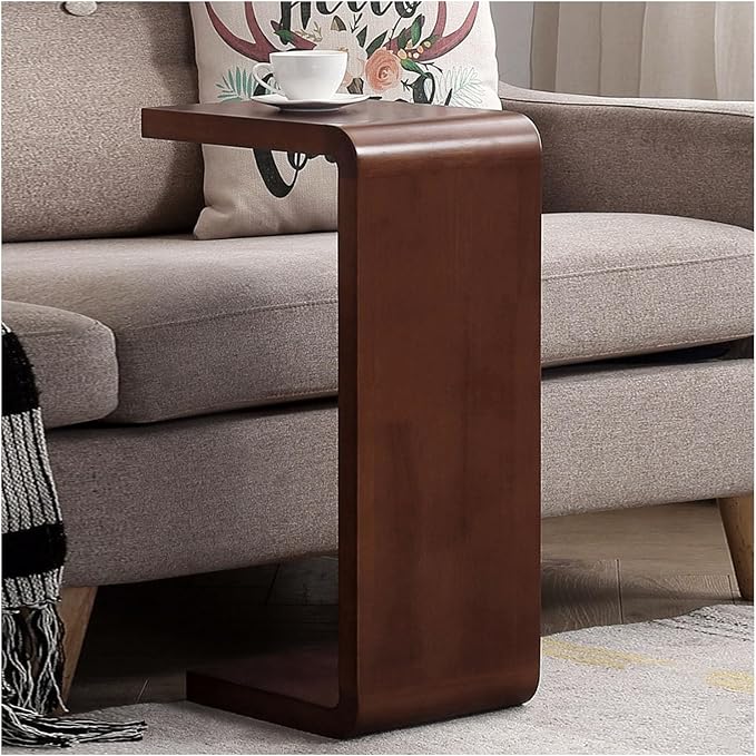 C Shaped End Table, Solid Wood C Side Table by Unknown