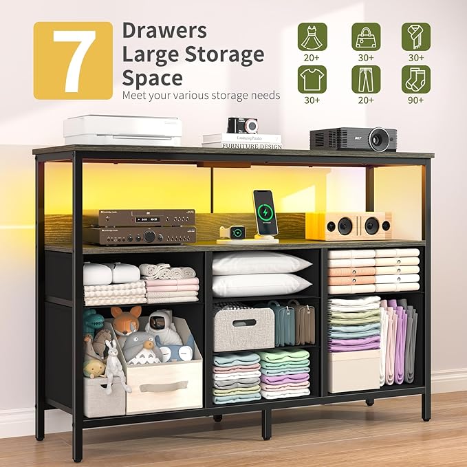 Yoobure LED TV Stand for Bedroom, 50 Inch Kids Dresser - Image 6