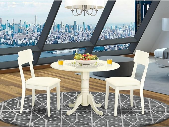 East West Furniture DLAD3-LWH-LC 3 Piece Dining Room Furniture Set Contains a - Image 6