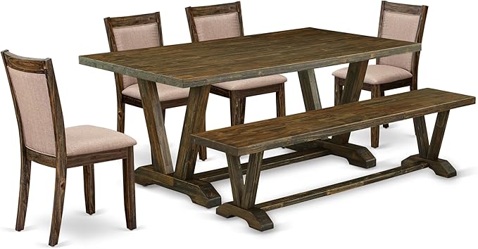East West Furniture V777MZ716-6 6 Piece Dining Table Set Contains a Rectangle by EastWestFurniture