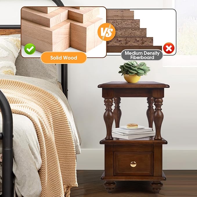 Narrow End Table with 1 Drawer and 2 Hidden Compartments - Image 4