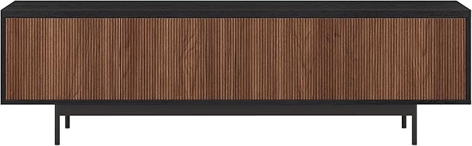 Henn&Hart Rectangular TV Stand for TV's up to 75" in Natural Black/Medium Walnut - Image 6