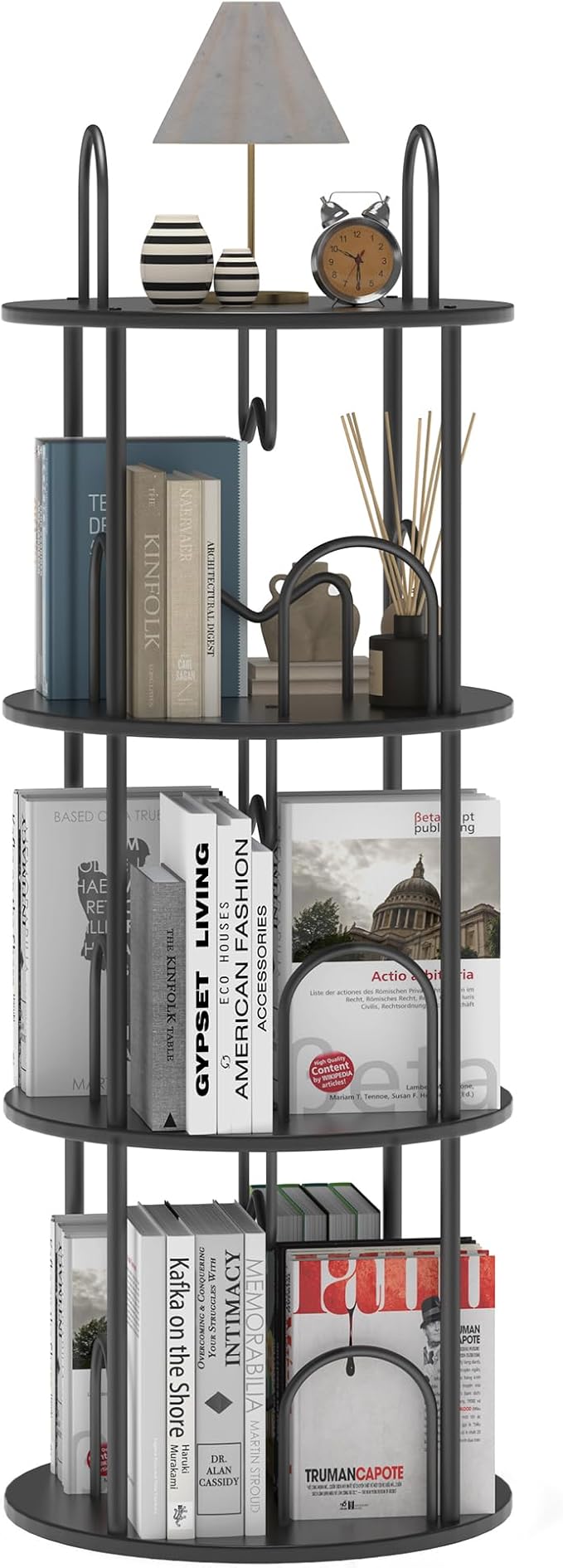 3 Tier Rotating Bookshelf, 360° Spinning Bookshelf Tower, Round Narrow Space by Merkisa
