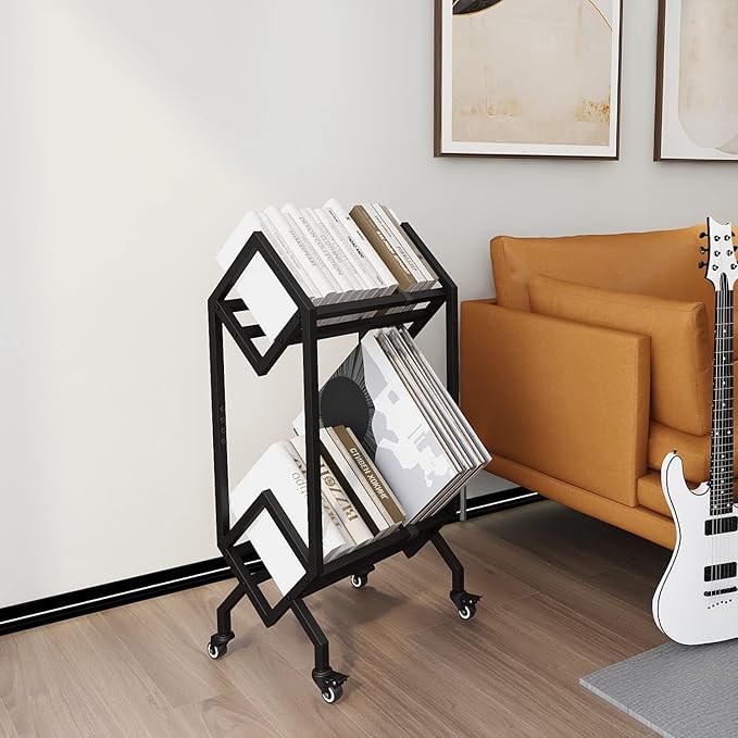 VEDECASA Bookshelf Book Rack Industrial Metal Bookcase 2 Tier Holder - Image 4