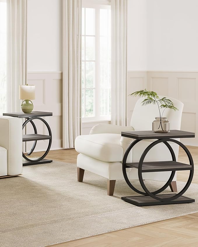 LITTLE TREE End Table, 3-Tier Side Table, Slim Sofa Side Table - Image 7