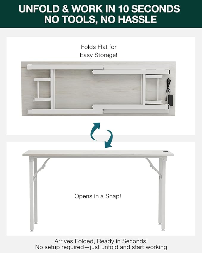 Frylr Small Folding Computer Desk – 55.1 Inch Portable Table - Image 3