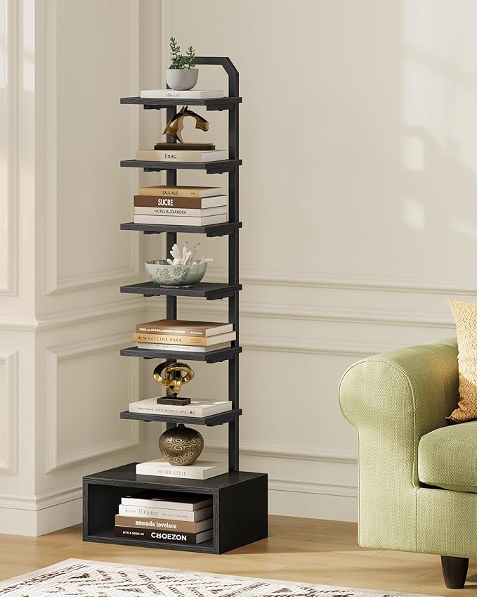 8-Tier Bookshelf, LED Bookcase - Image 9