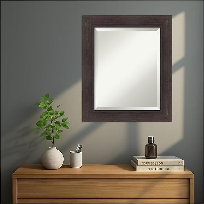 Amanti Art Brown Wall Mirror 26x22 Sloped Espresso Rectangle Bathroom Mirror - Image 7