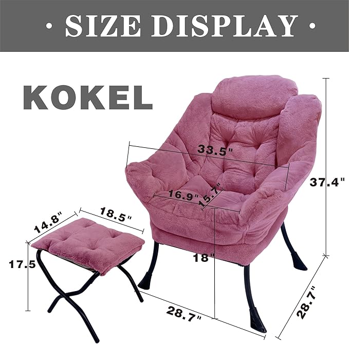 Lazy Chair with Folding Ottoman, Living Room Chairs, Accent Contemporary Lounge - Image 2