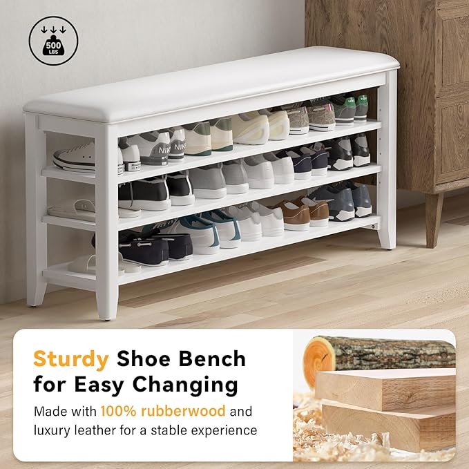 Shoe Bench Storage Rubberwood - Image 4