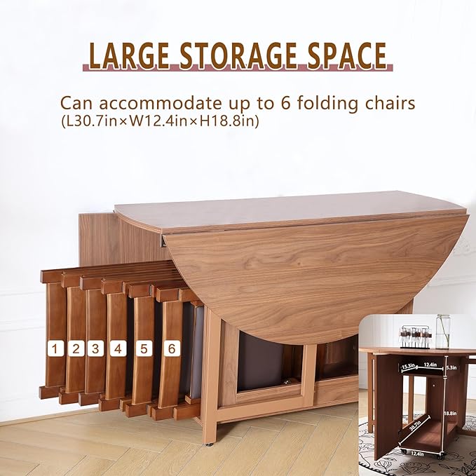47.3" Round Folding Dining Table - Image 4