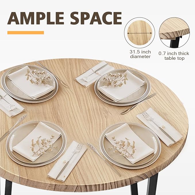 Outdoor Bar Height Table Wood 44.6'' Height, 31.5'' Round Folding Cocktail - Image 5
