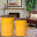 Glitzhome Farmhouse Accent Side Table, Metal Storage Stool Ottoman by Glitzhome