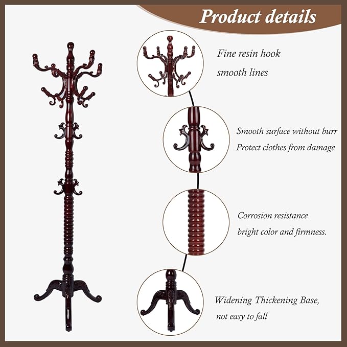 Wooden Coat Rack Freestanding, Vintage Coat Racks - Image 4