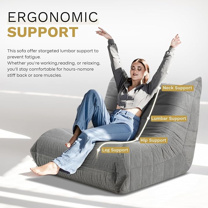 Bean Bag Chairs for Adults, Memory Foam Couch Sofa Chair, One-Piece Foam Padding - Image 4