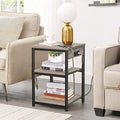 TUTOTAK End Table with Charging Station, Nightstand, 3-Tier Couch Side Table by WelcometotheTUTOTAKHome
