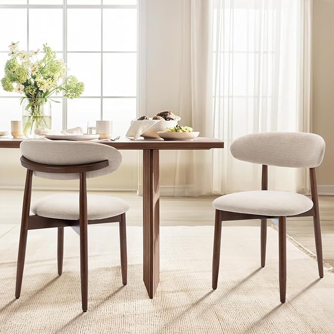 COLAMY Wooden Dining Chairs Set of 6, Modern Upholstered Fabric Dining Room - Image 8