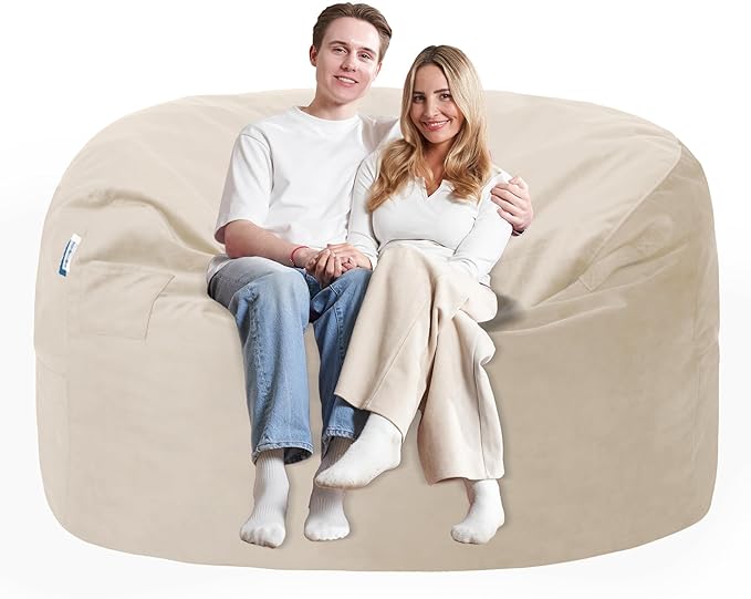 5FT Bean Bag Chair with Ultra Soft Velvet Cover Bean Bag Sofa with Memory Foam by Unknown