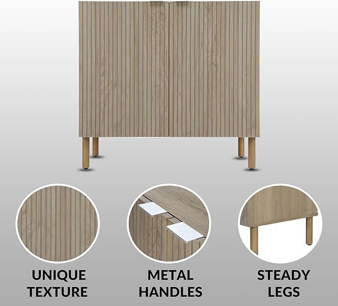 Sango Merk 2-Door Cabinet, Modern Brown Storage Cabinet - Image 6