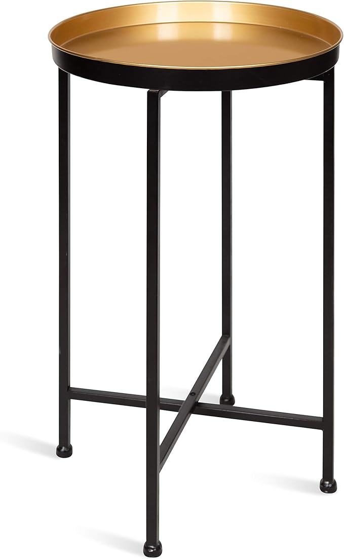 Kate and Laurel Celia Round Foldable Tray Accent Table, Modern Minimalist by KateandLaurel