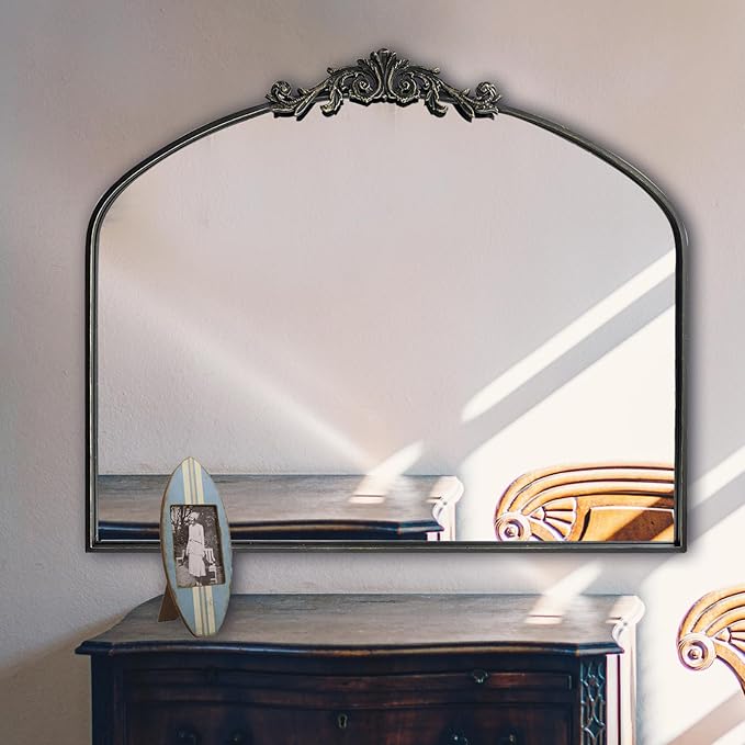 WAMIRRO Ornate Black Mirror, Vintage Arched Baroque Antique Mirorrs - Image 2