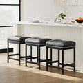MALOL Set of 3 Saddle Bar Stools Counter Height 24.4”, Modern PU Leather by Unknown