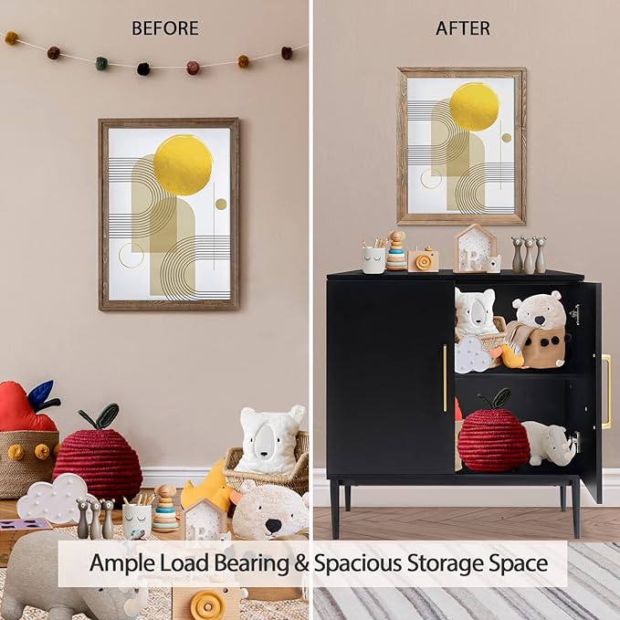 Modern Storage Cabinet, Free Standing Buffet Cabinet, Wood Accent Furniture - Image 9