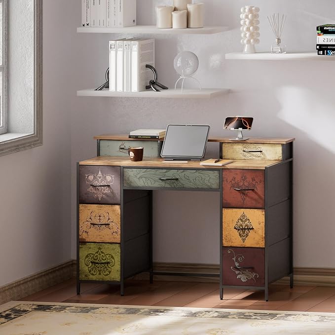Dresser for Bedroom with 9 Drawers & 2 Open Shelves, Fabric Storage Cabinet - Image 6