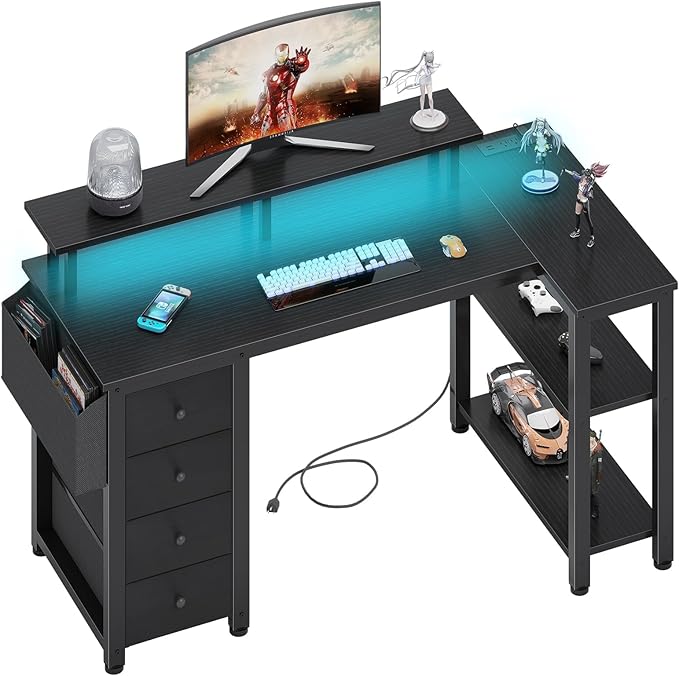 Lufeiya Black L Shaped Desk by LUFEIYA