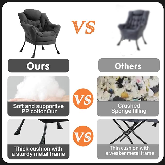 Lazy Chair, Reading Armchair, Large Modern Lounge Accent Chair, Leisure Sofa - Image 7