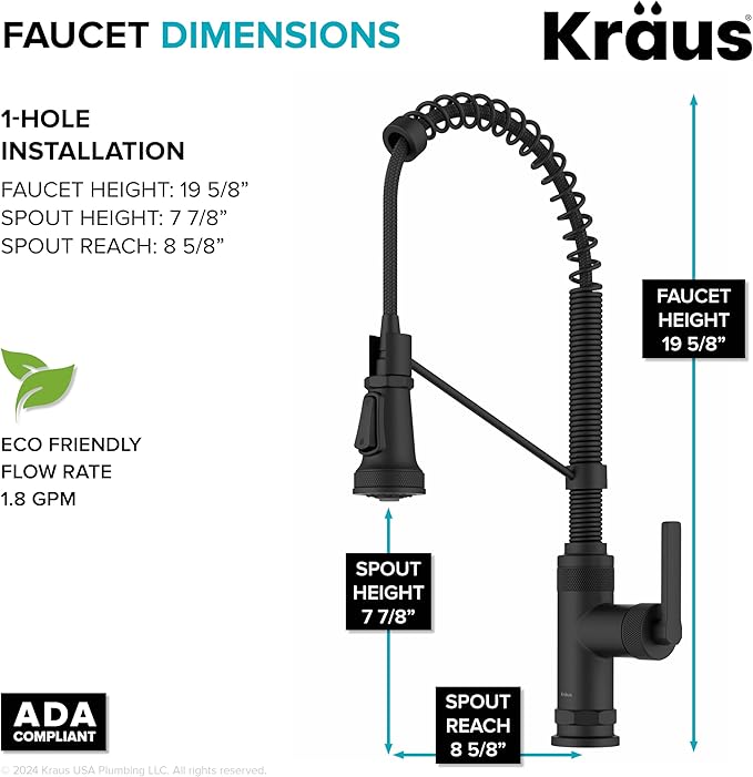 KRAUS Allyn Commercial Style 2-Function Single Handle Pull Down Kitchen Faucet - Image 5